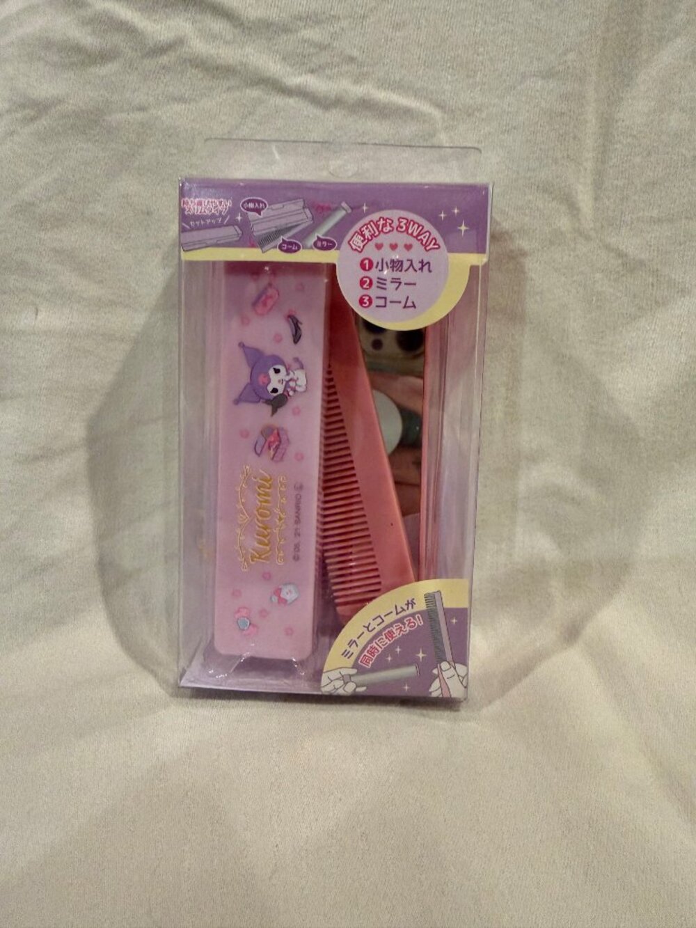 Sanrio Kuromi 3-Way Compact Comb and Mirror Set